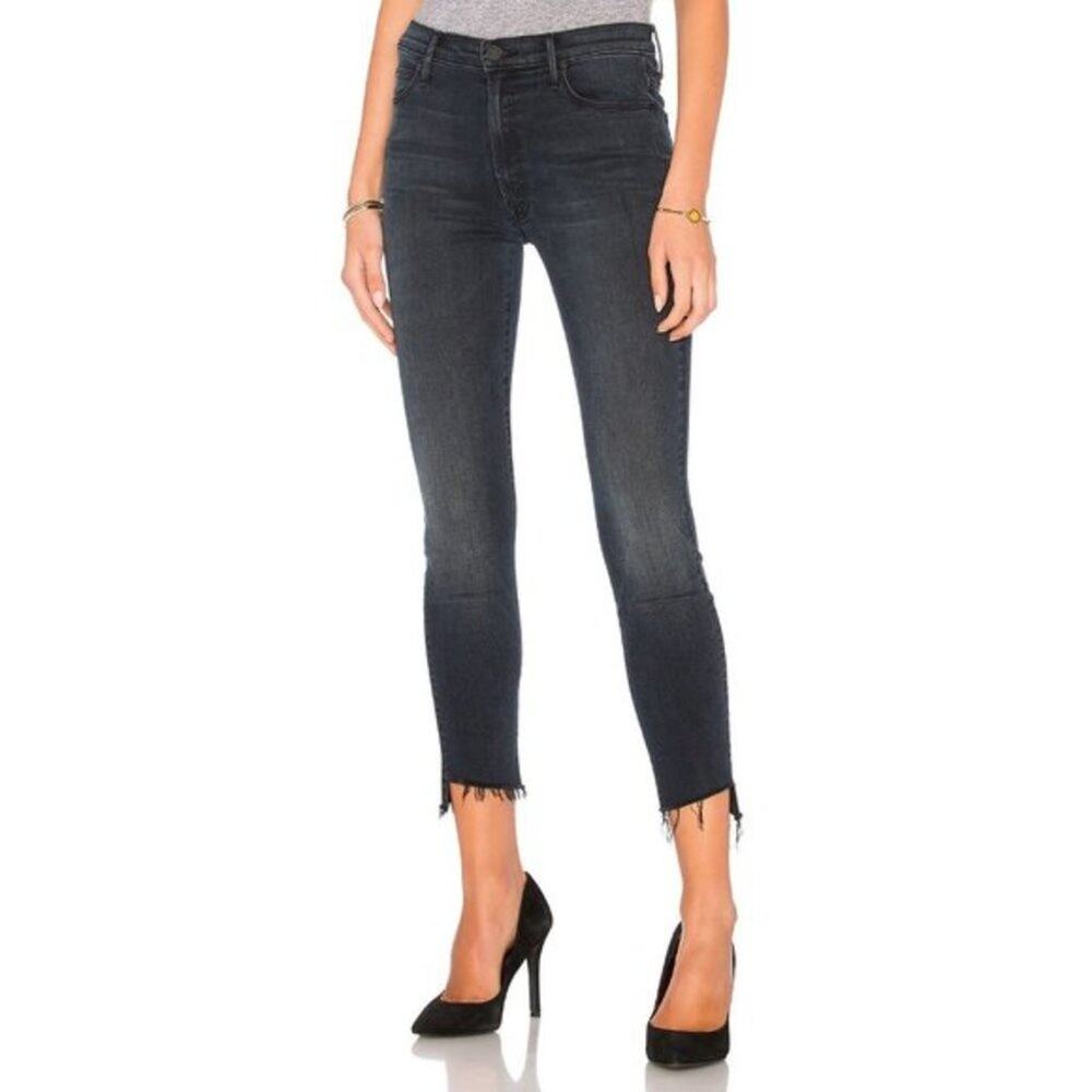 MOTHER Stunner Zip Ankle Skinny Jeans 28 Wildest Ride Step Fray Hem Designer